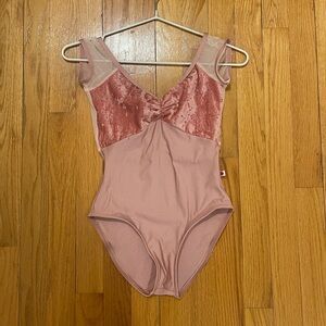 Yumiko Leotard Elli Antique Rose, Velvet Top, trim, mesh, fully front lined XSHC
